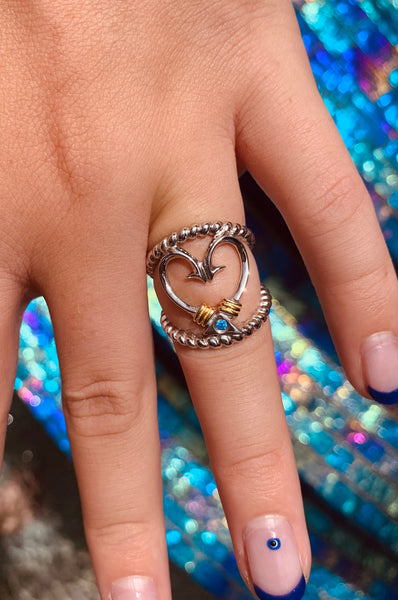 Hook Heart Double Rope Ring