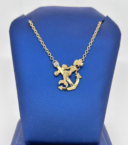 Anchor Mermaid Necklace Yellow Gold