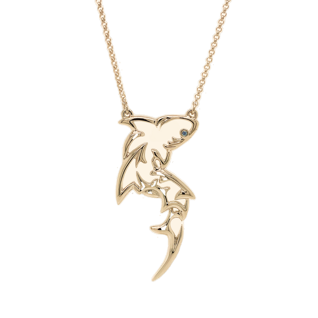 31 ct. t.w. Diamond Shark Pendant Necklace with Black Diamond Accent in  18kt Gold Over Sterling | Ross-Simons