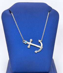 Anchor Necklace Thin Chain White Gold