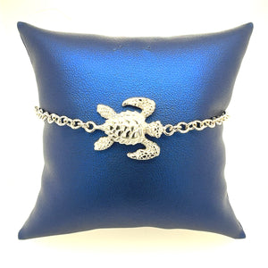 Sea Turtle (one) Anklet White Gold