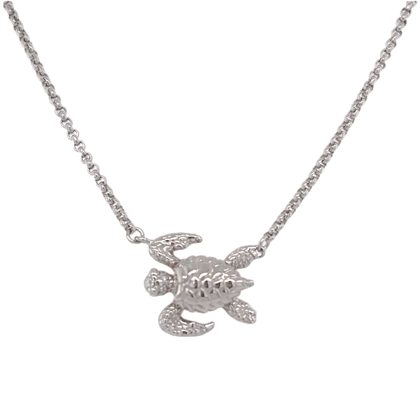 Sea Turtle (1) Necklace White Gold