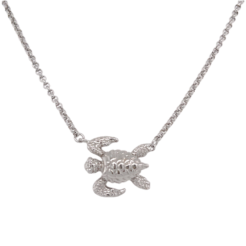 Sea Turtle (1) Necklace White Gold